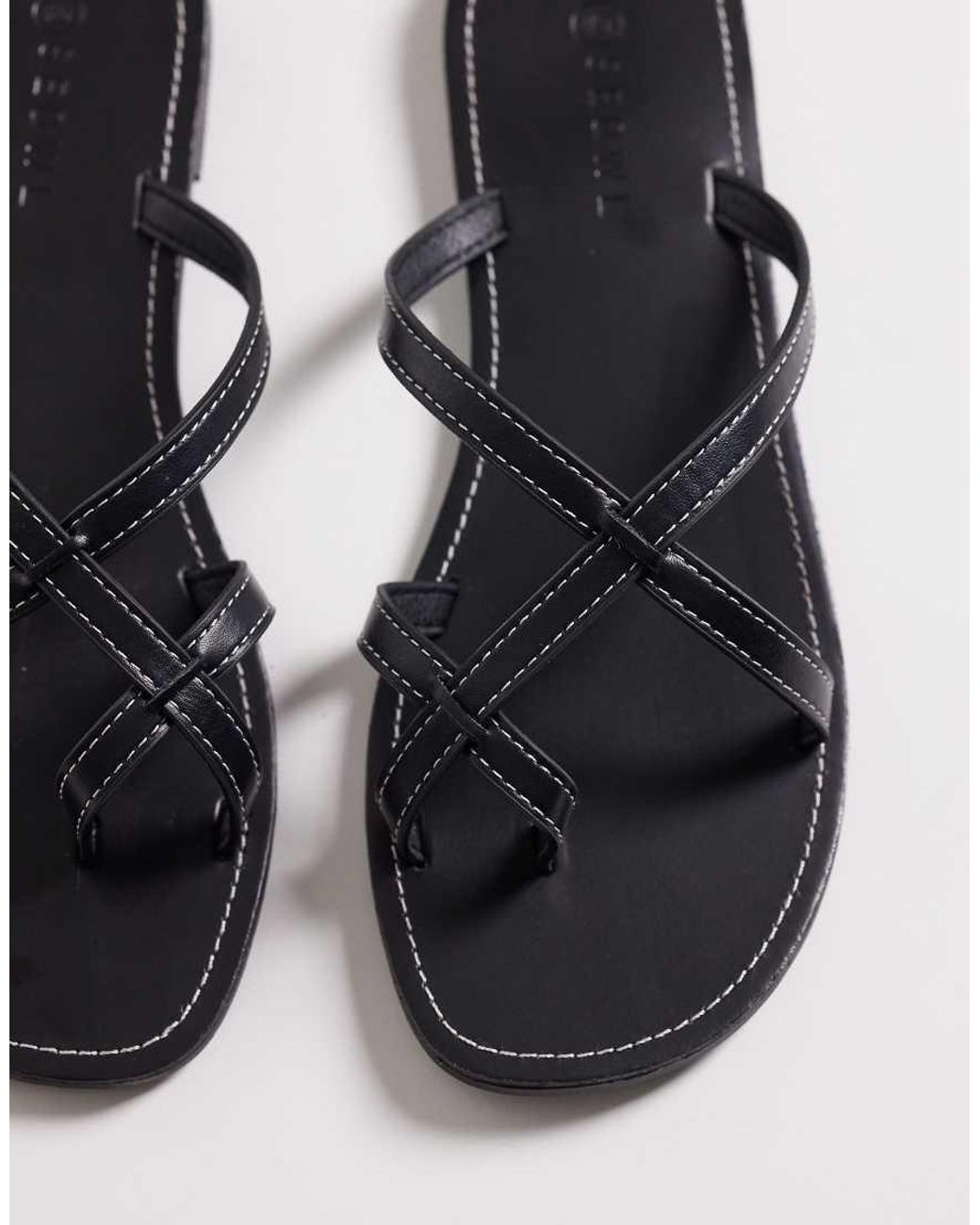 SEQWL Black Strappy Flat Sandals