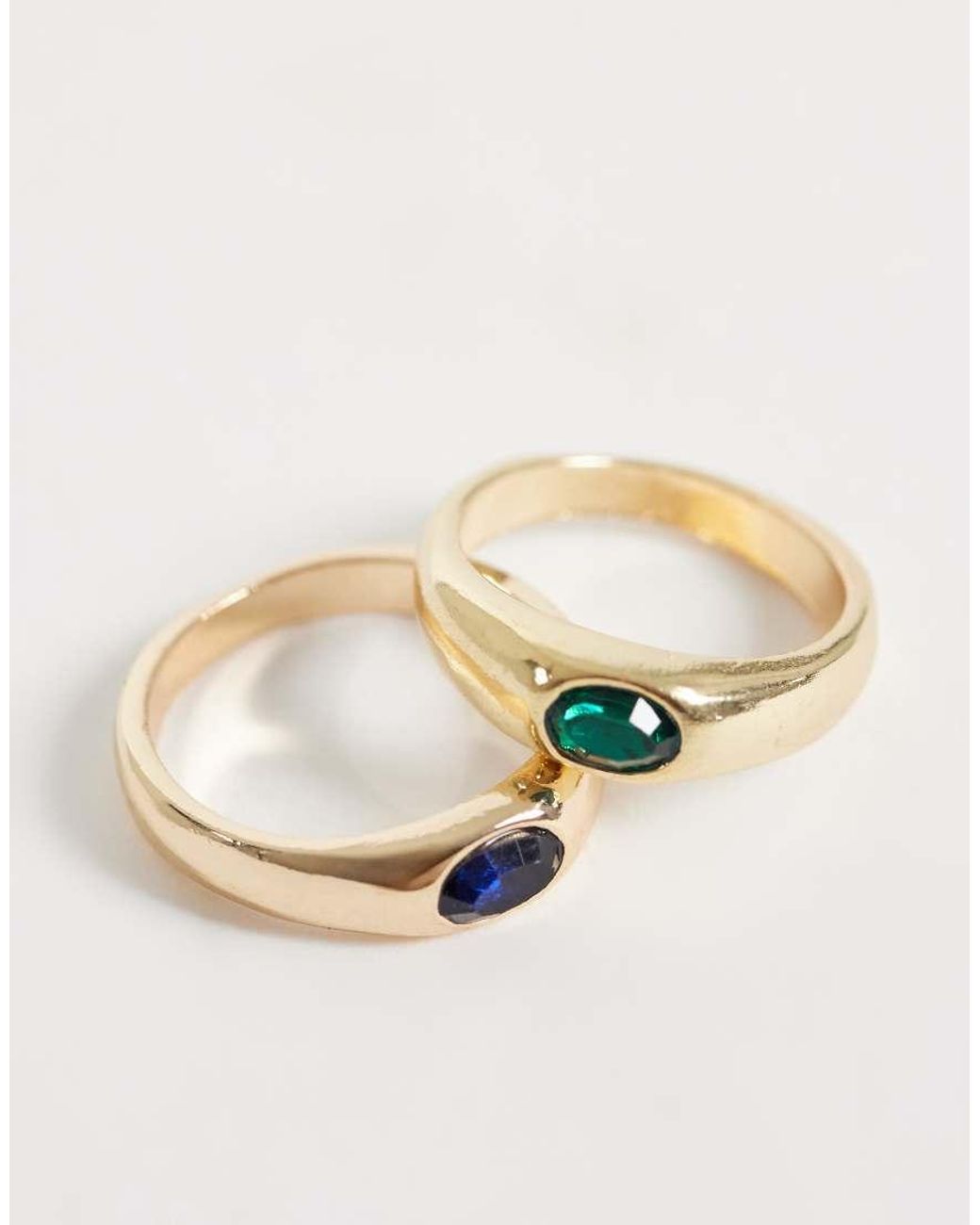 ASOS Natural Pack Of 2 Rings With Multi Stone Setting