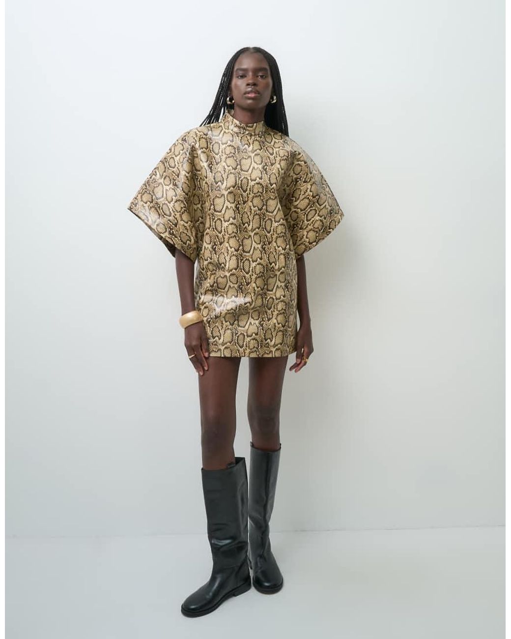 ASOS Multicolor Faux Leather Batwing Mini Dress