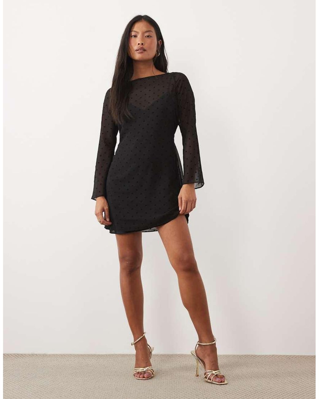 Nobody's Child Petite Black Priya Mesh Overlay Mini Dress