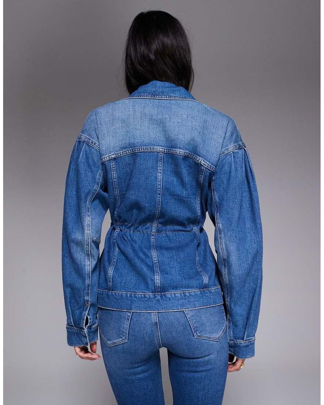 GOOD AMERICAN Blue Barrel Sleeve Denim Jacket