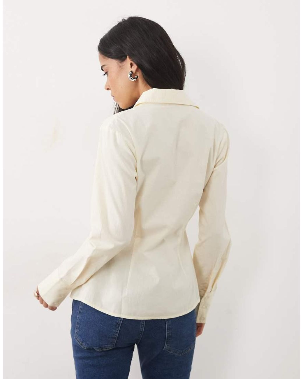 Miss Selfridge Natural Poplin Fitted Shirt