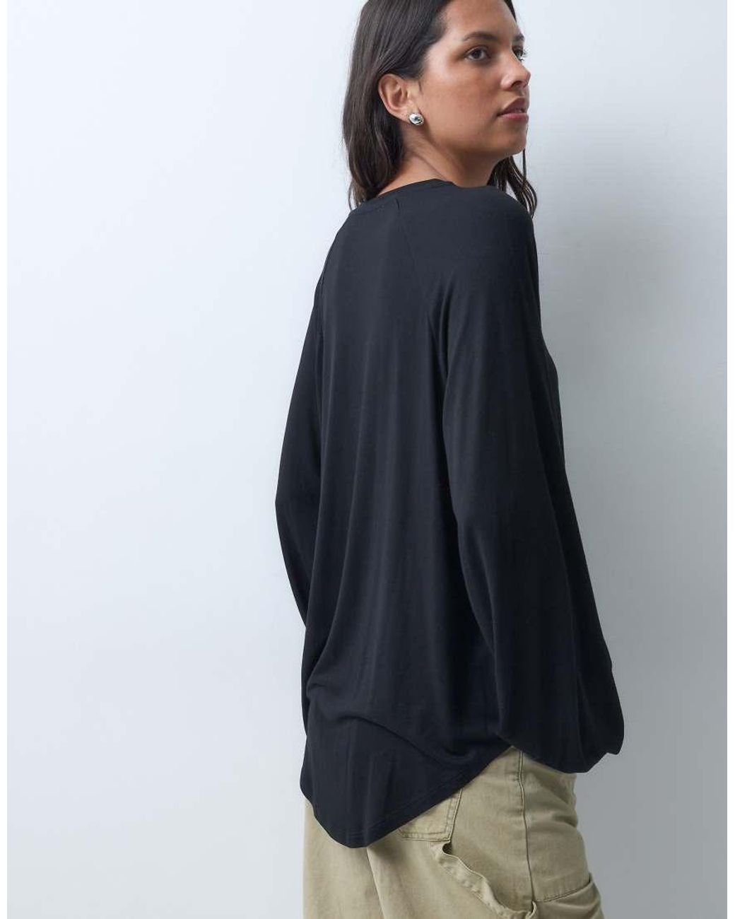 ASOS Blue Balloon Long Sleeve Sleeve Oversized T-Shirt