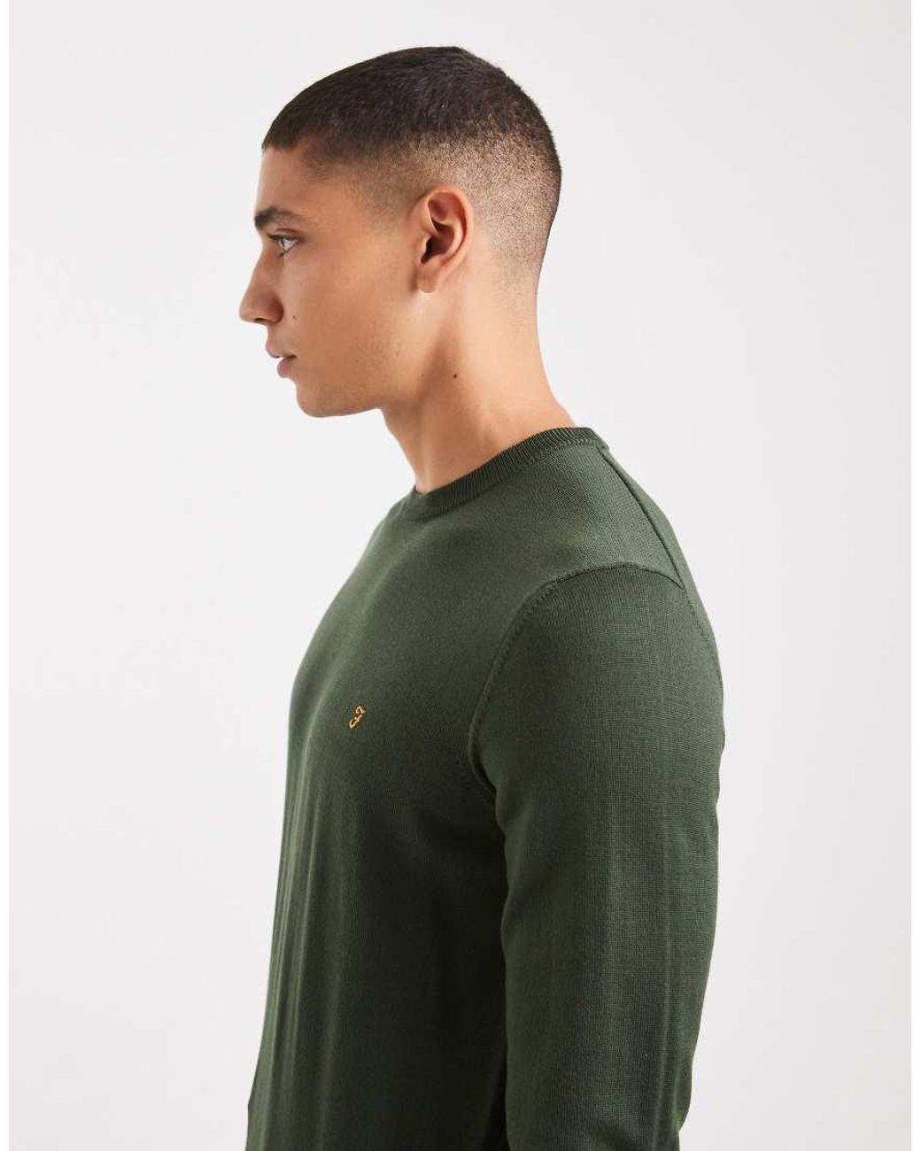 Farah Green Mullen Merino Wool Jumper for men