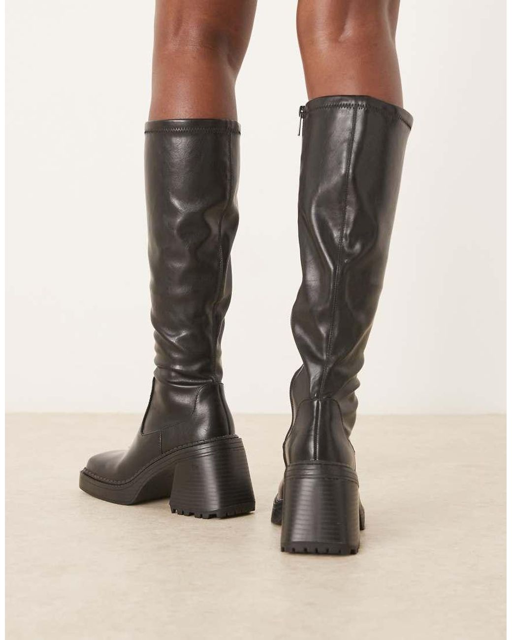 ASOS Natural Charly Heeled Knee Boots