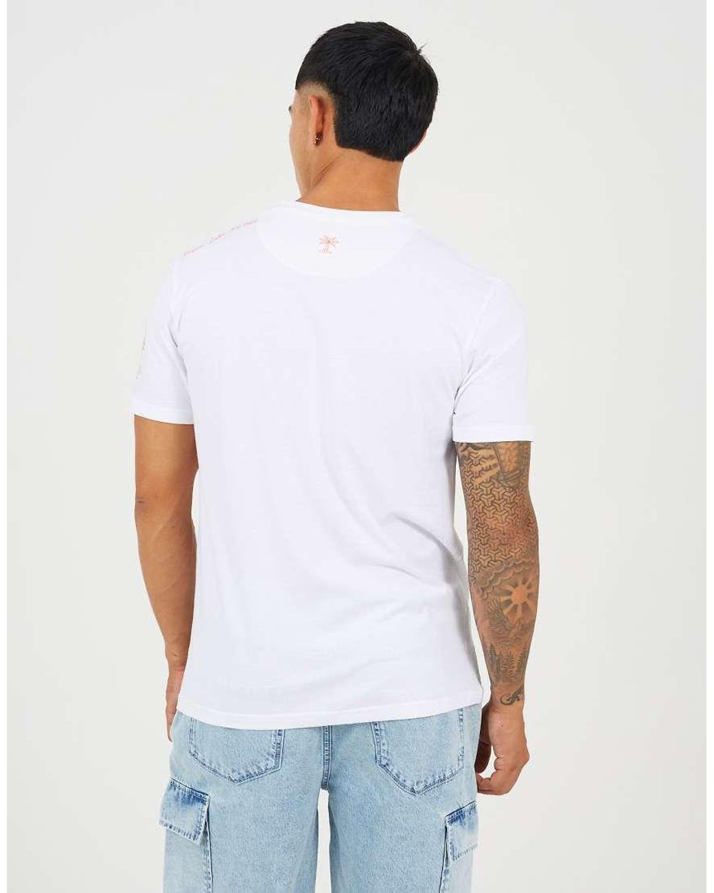 Brave Soul White Cotton Jersey Graphic T-Shirt for men