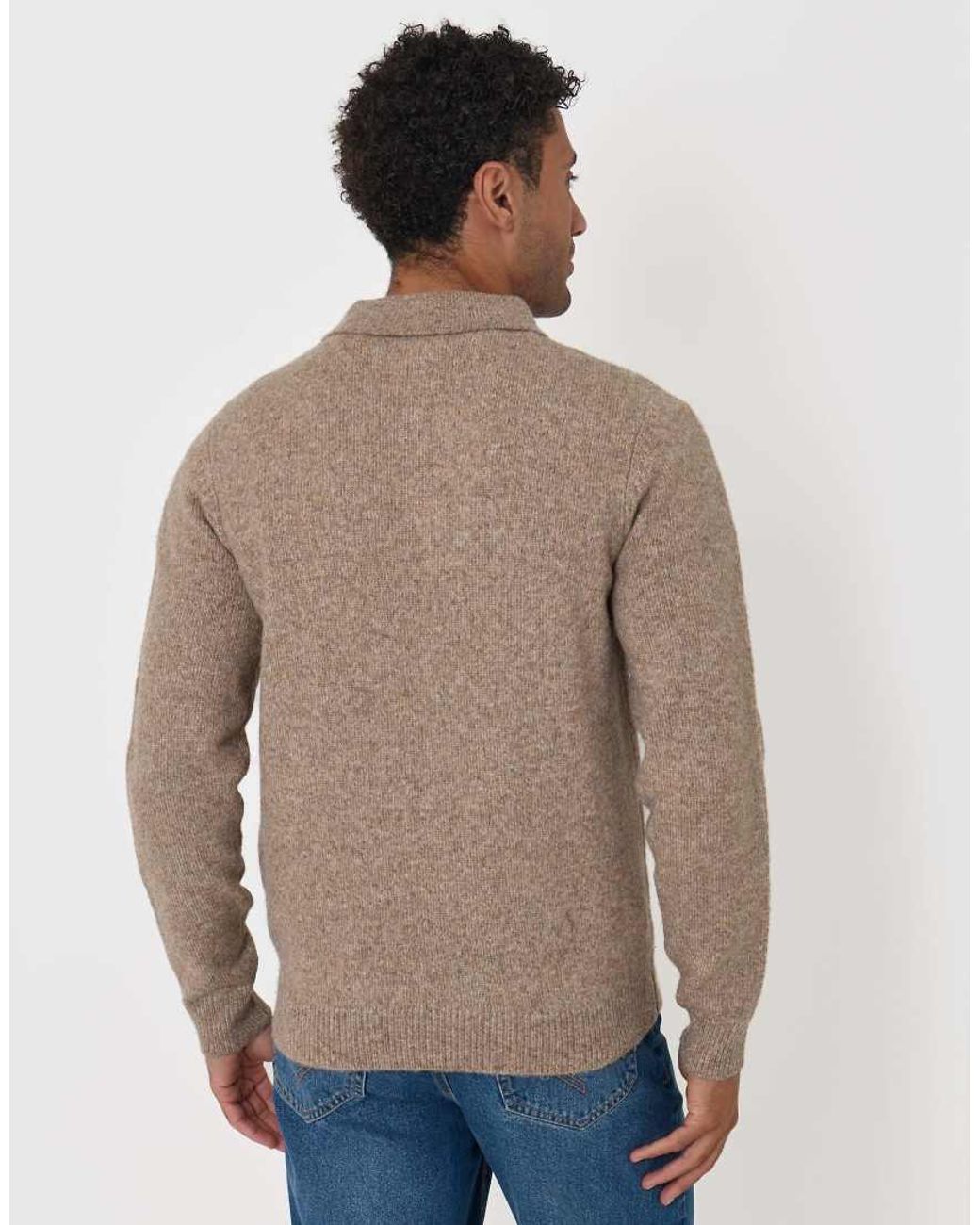 Threadbare Green Faux Wool Quarter Zip Polo for men