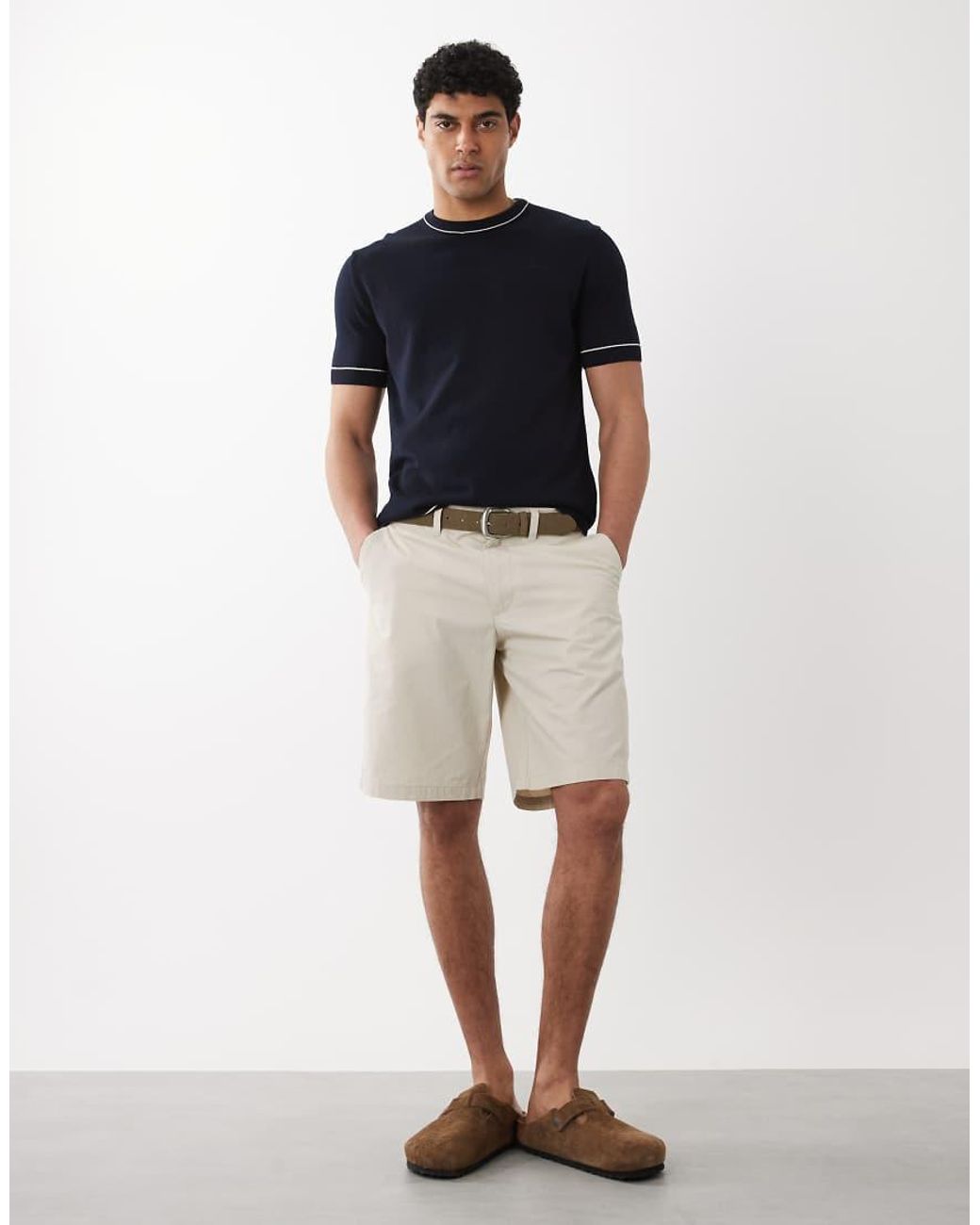 Gant Blue Knit T-Shirt With Embroidered Chest Logo for men