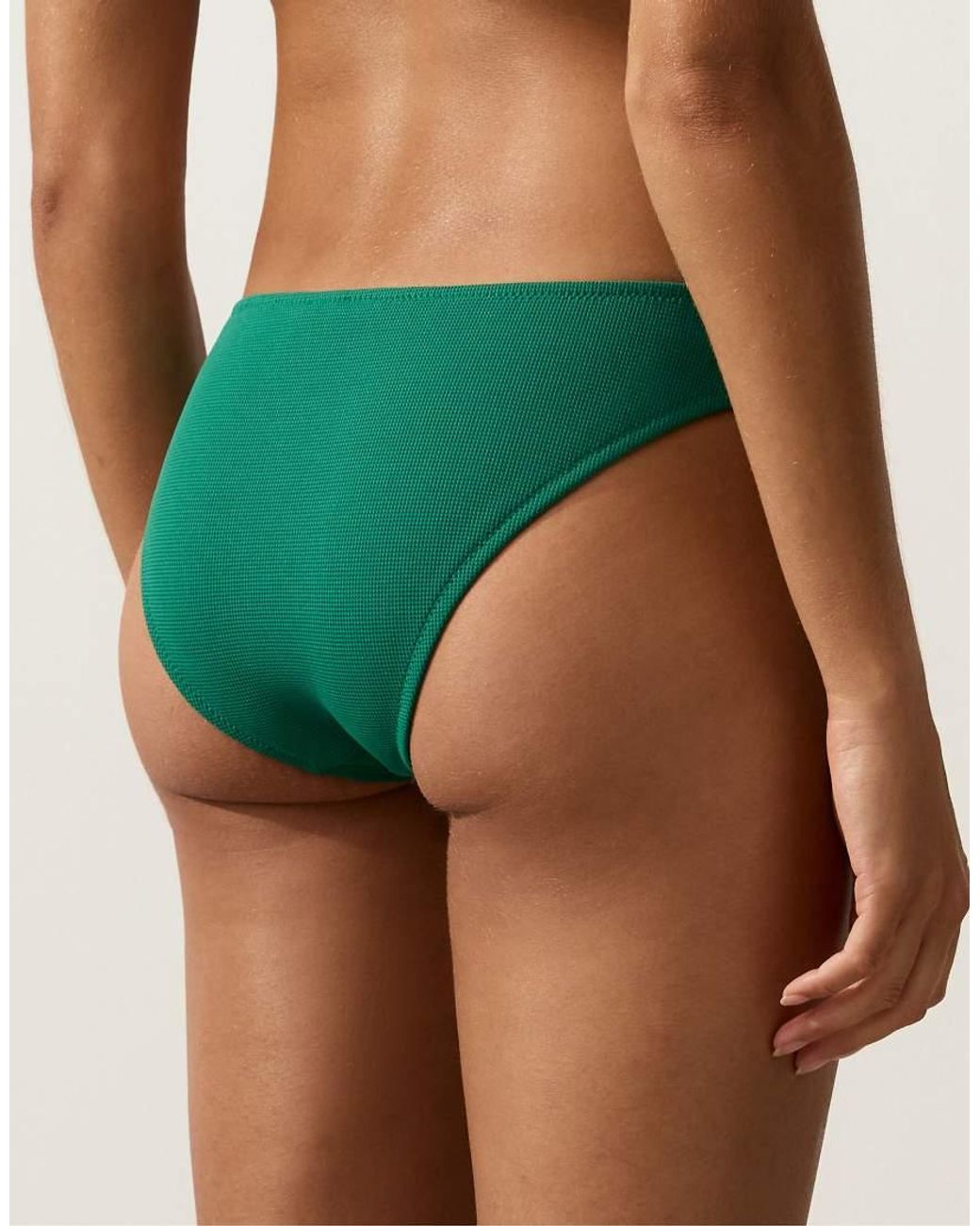 Oysho Green Piqué Classic Bikini Briefs