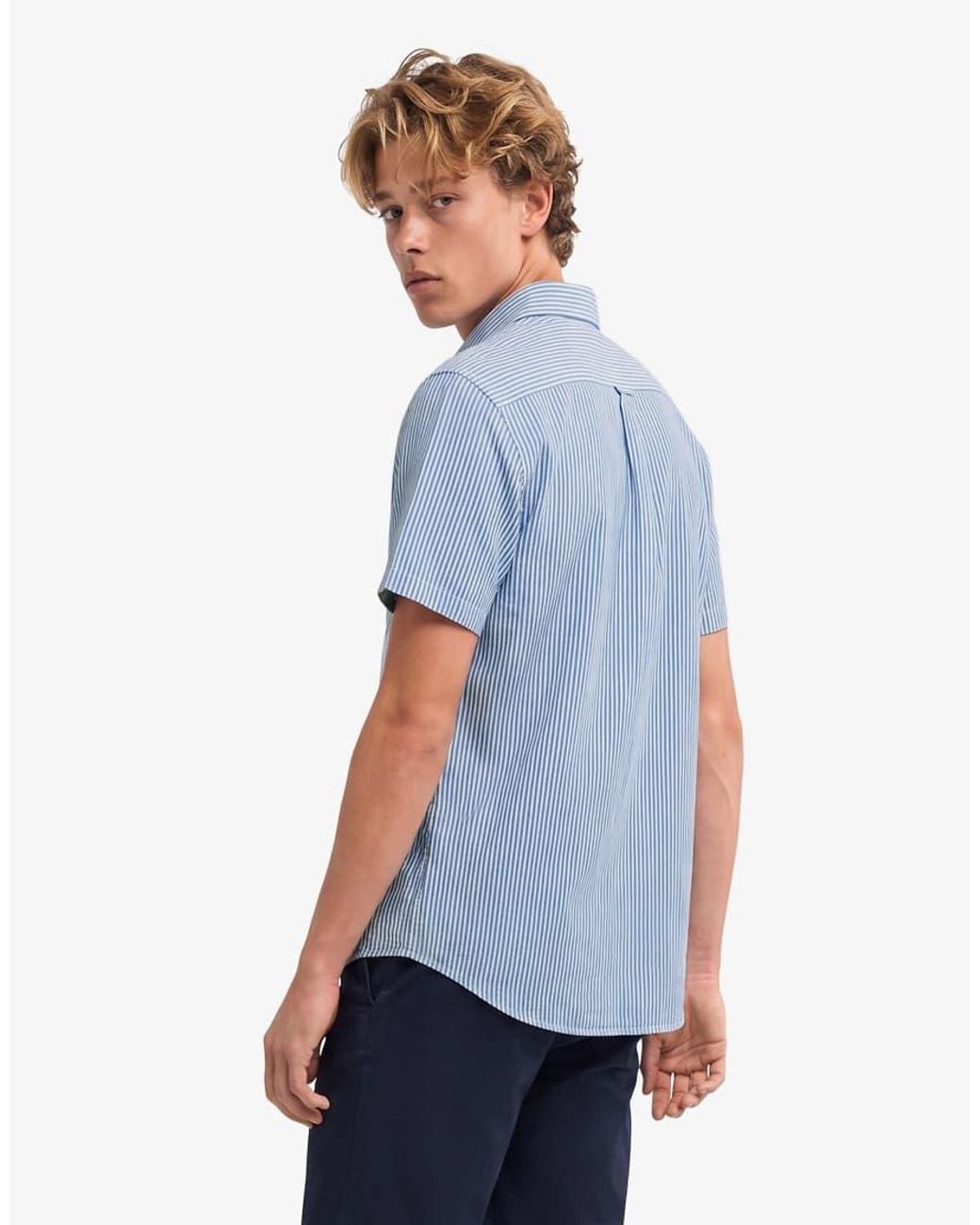 Superdry Blue Riviera Short Sleeve Linen Shirt for men