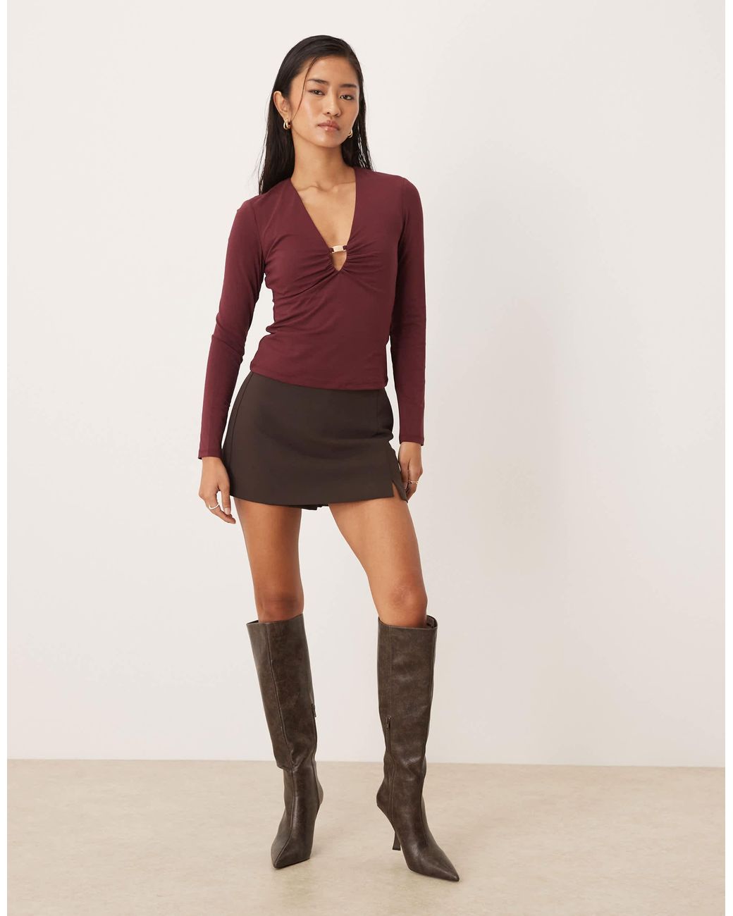 Abercrombie & Fitch Red – bh-freies, langärmliges oberteil