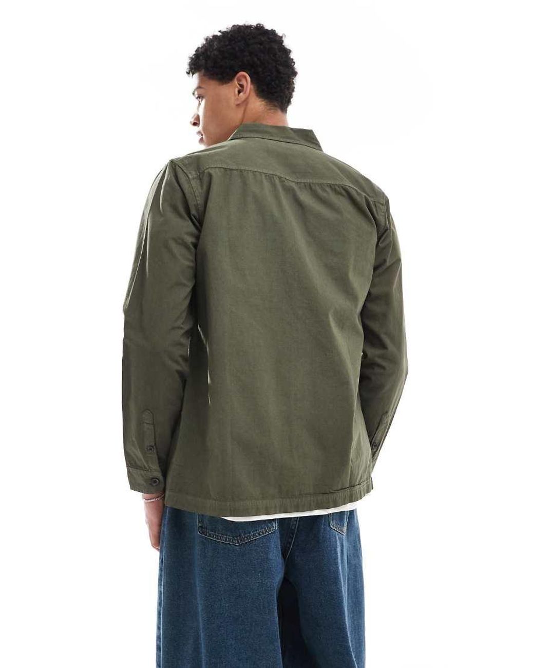 Threadbare Green Lightweight Cotton Overshirt for men