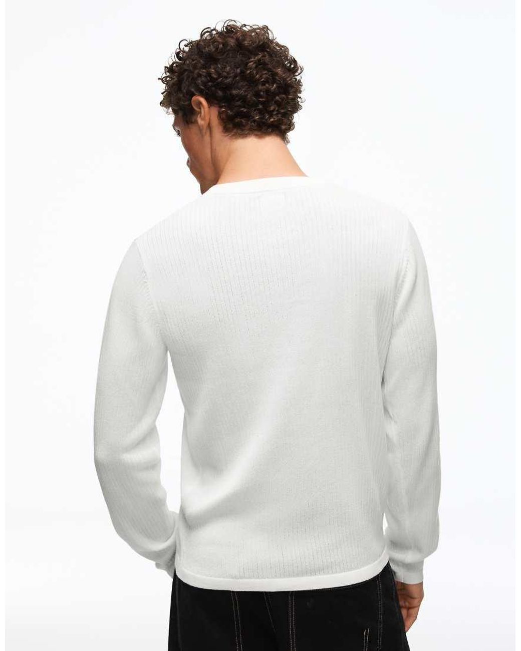 Bershka White Henley Jumper for men