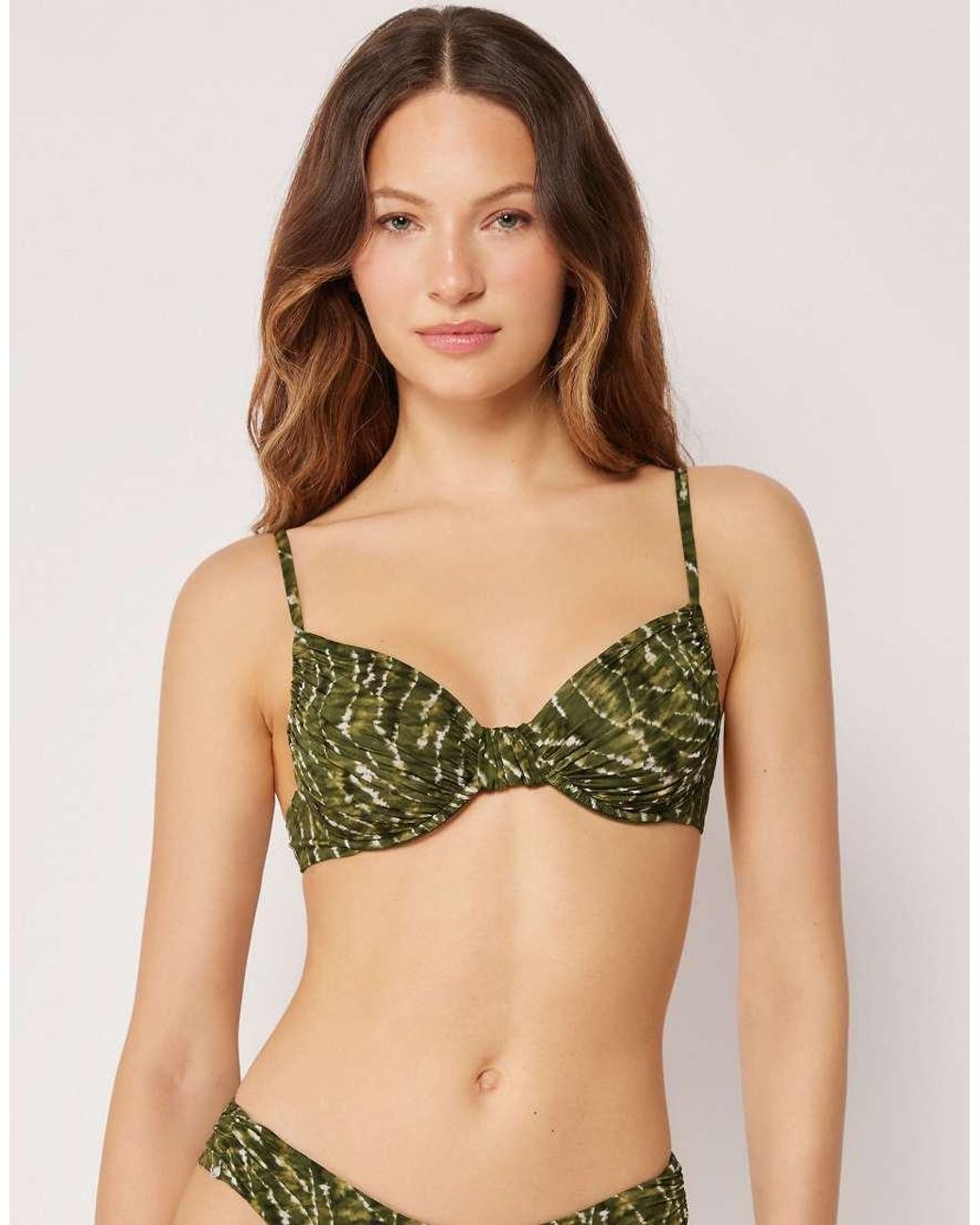 Calzedonia Green Fuller Bust Balconette Bikini Top Natural Tie-Dye