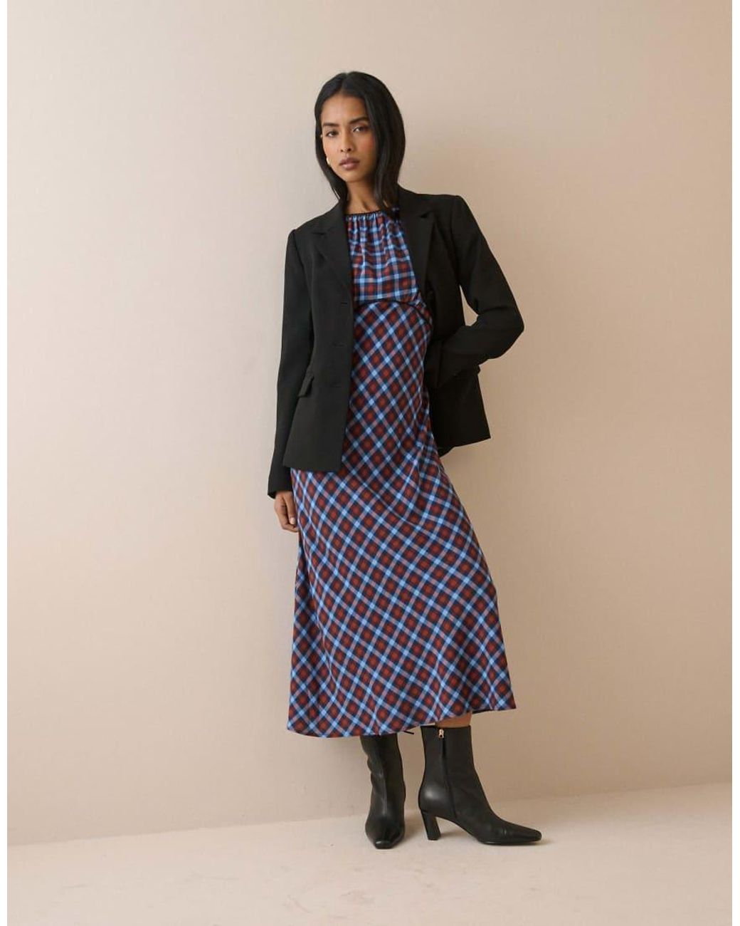 Nobody's Child Blue And Gingham Sicily Midi Dress