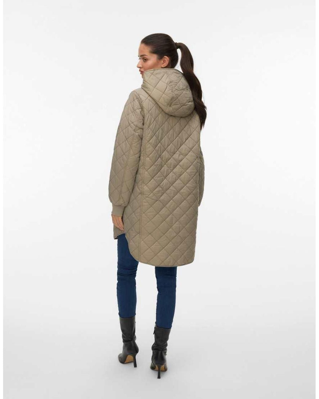 Vero Moda Hayle Geribd Doorgestikt 3/4-Mouw Jas Met Capuchon in het Natural