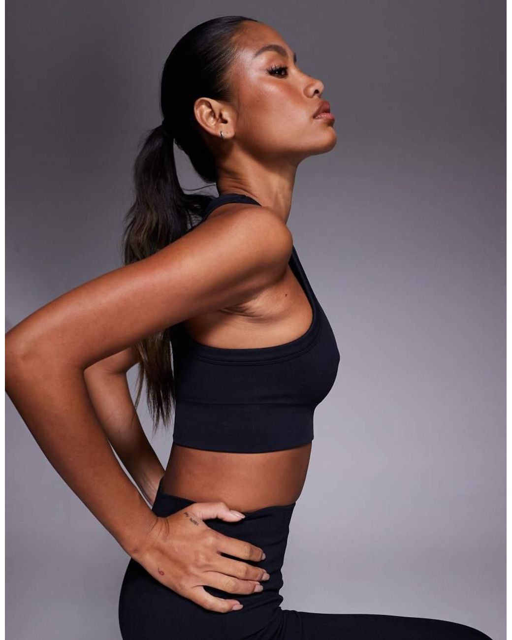 4505 Blue Active Double Layer Support Seamless Rib Sports Bra
