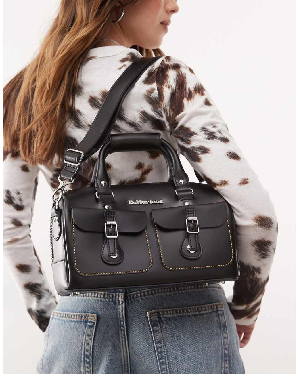 Borsa Nera Con Manico Superiore E Cuciture A Contrasto di Dr. Martens in Gray