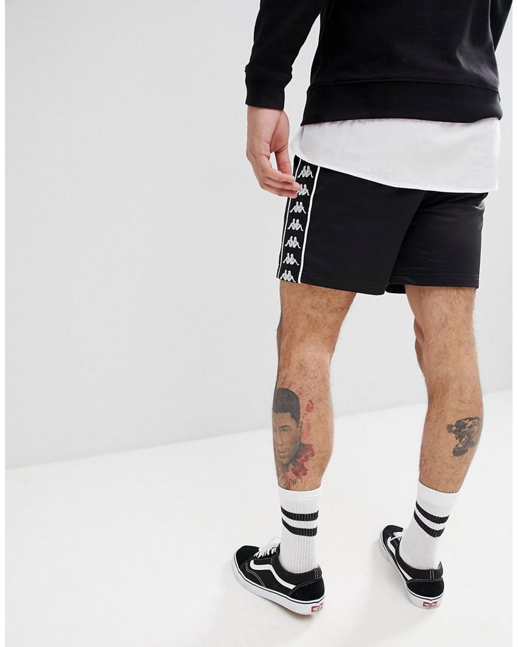 Kappa Shorts With Banda Taping In Black for Men Lyst Australia