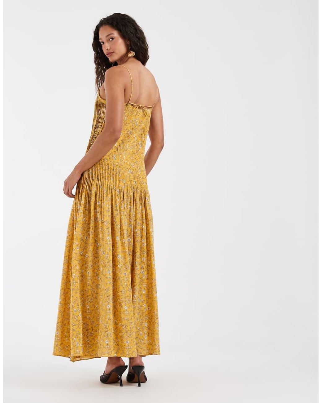 & Other Stories Natural Drop Waist Maxi Dress With Pleated Skirt