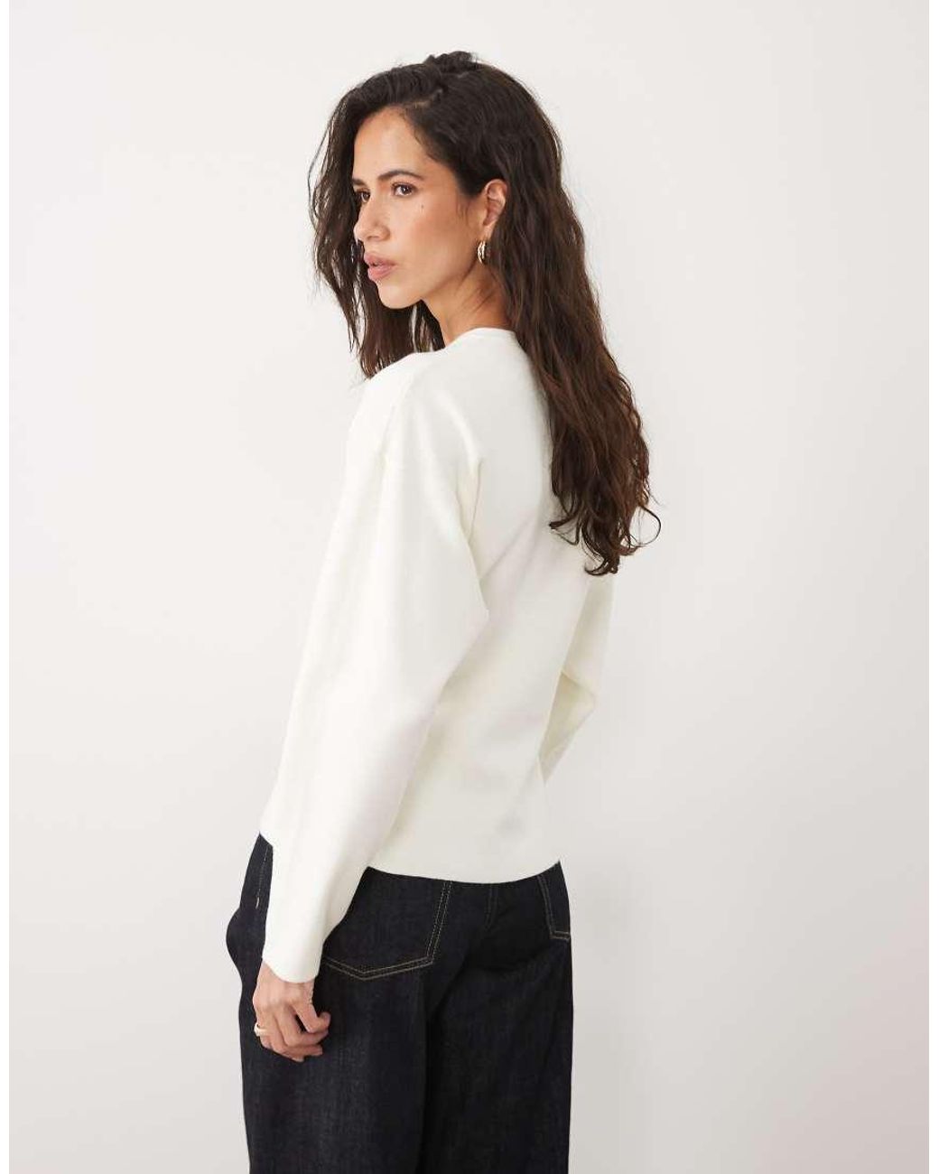 ASOS Natural Structured Cardigan With Faux Leather Buttons
