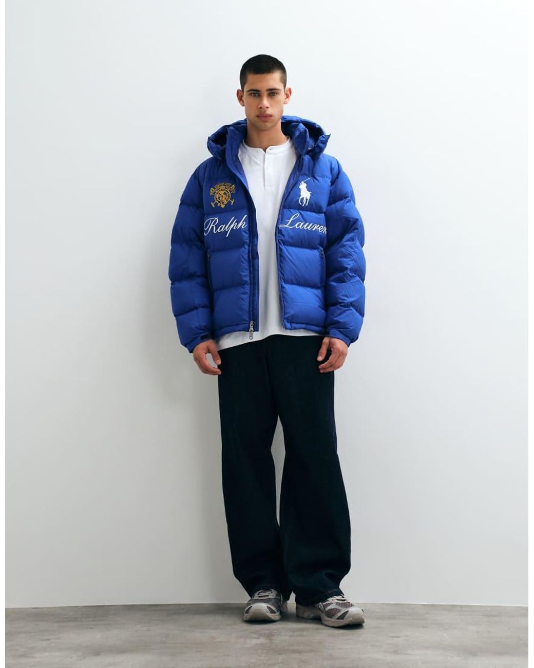 Polo Ralph Lauren Blue Large Icon Logo Woven Puffer Jacket for men