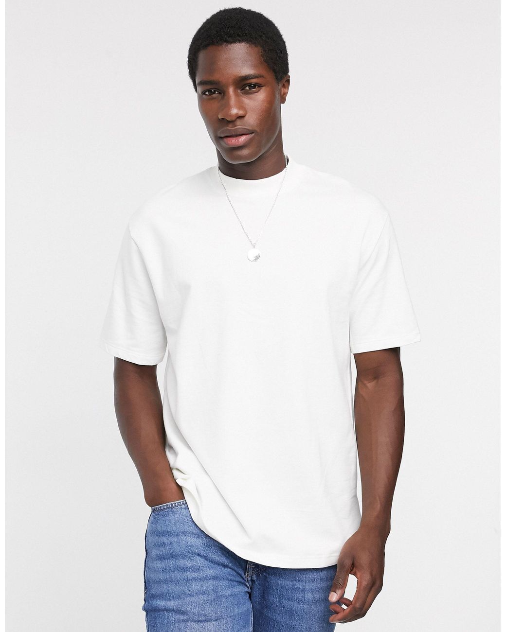 T-shirt oversize à col montant TOPMAN pour homme en coloris Blanc | Lyst
