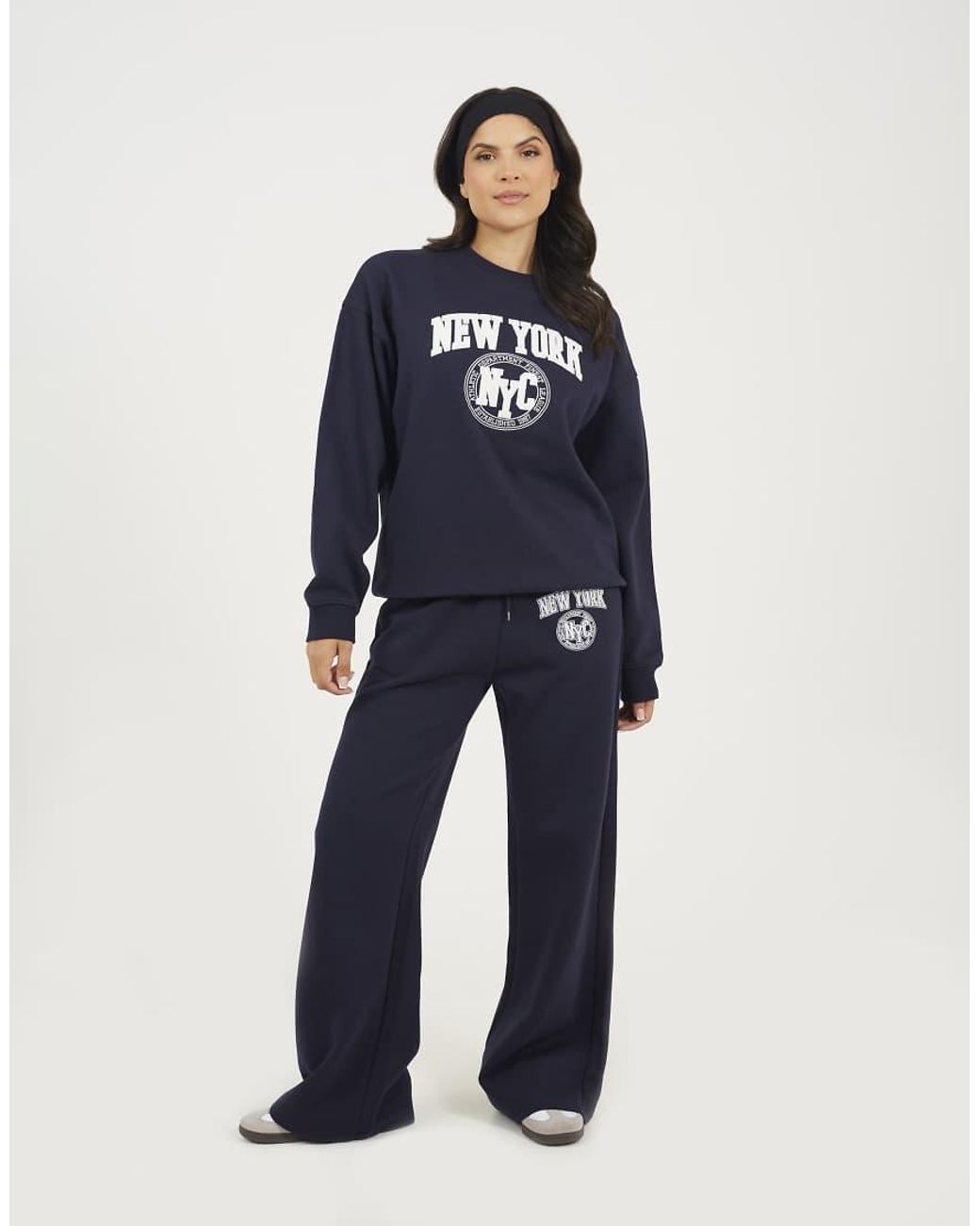 Brave Soul Blue Crew Neck Embroidered Sweatshirt