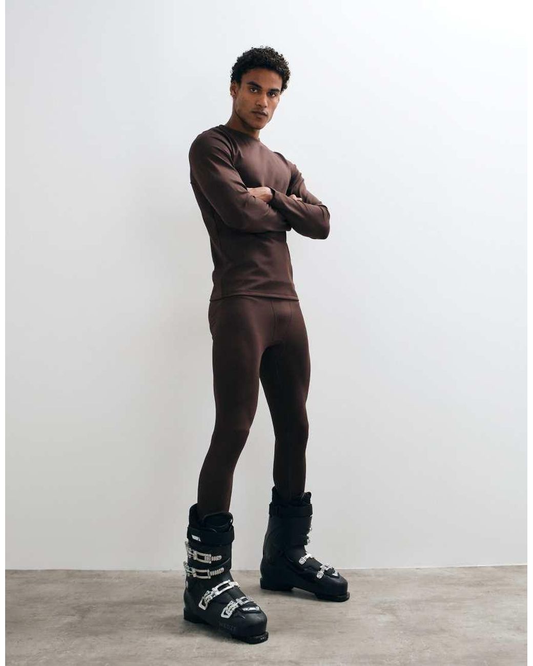 ASOS 4505 Ski & Snow Brown 4505 Ski Thermal Fleece Long Sleeve Base Layer for men