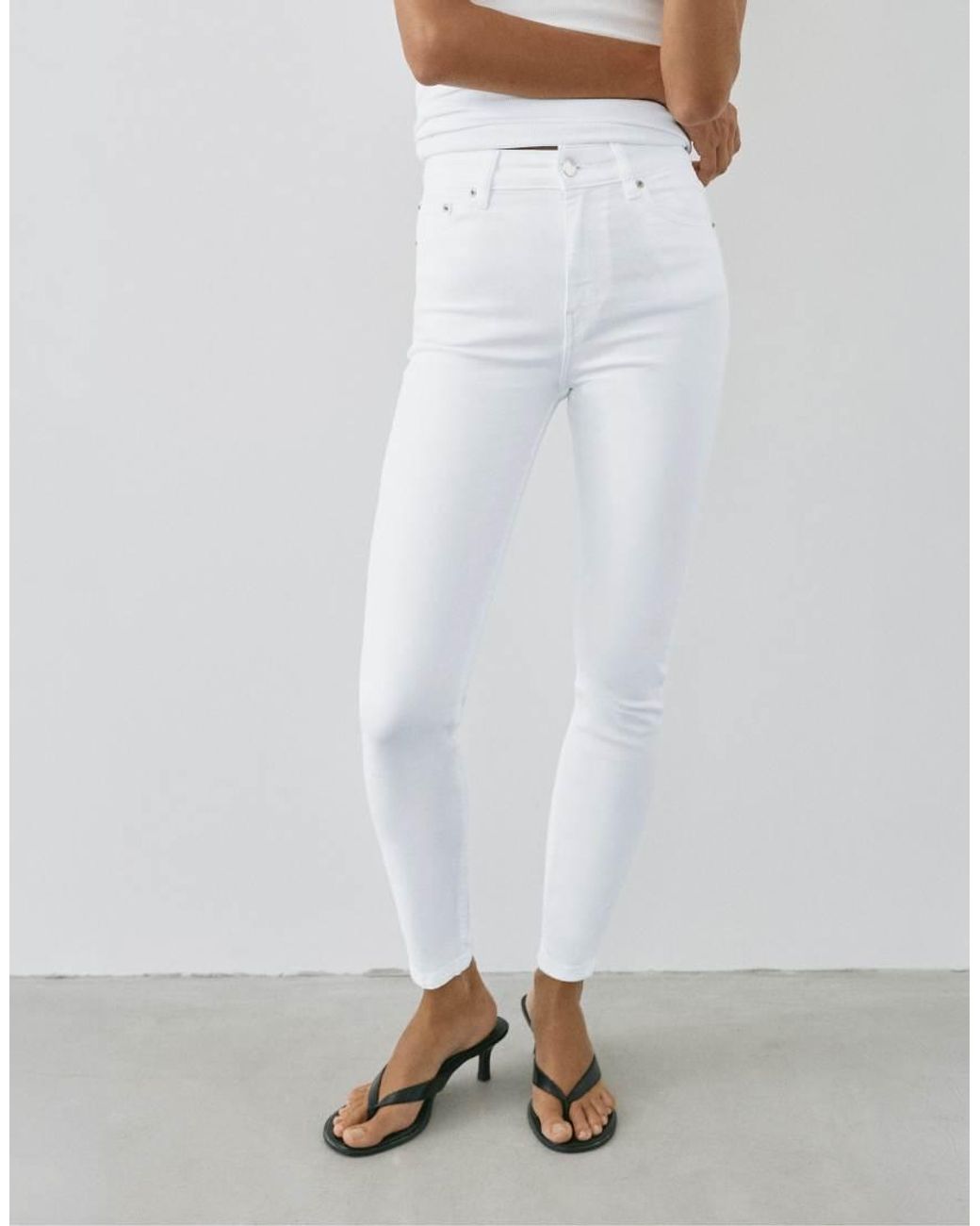 Pull&Bear White High-Waist Skinny Jeans