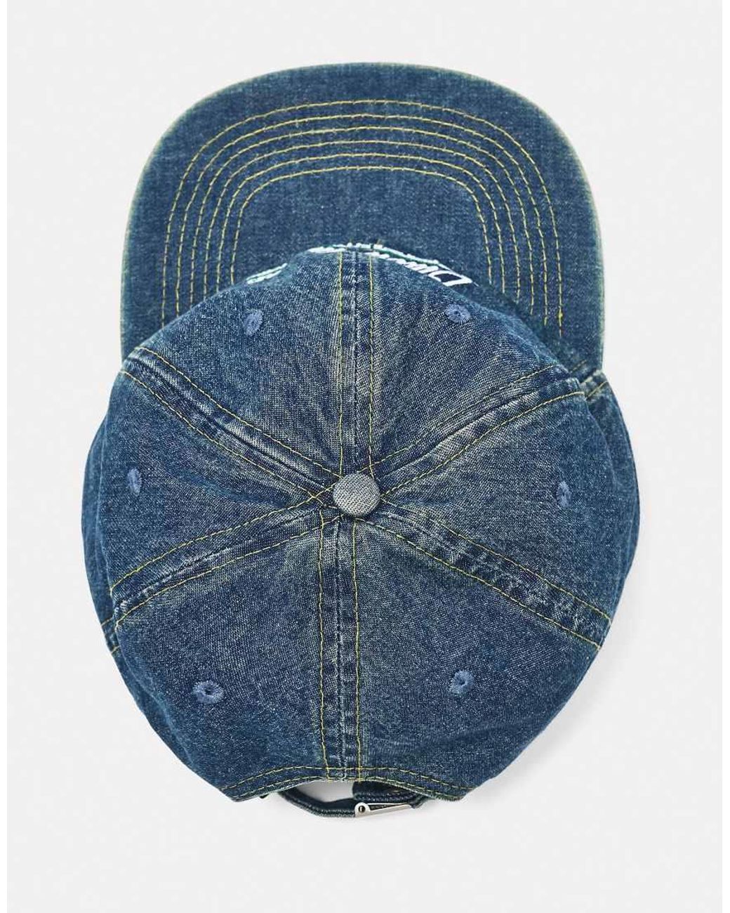Pull&Bear Blue Embroidered Denim Cap for men