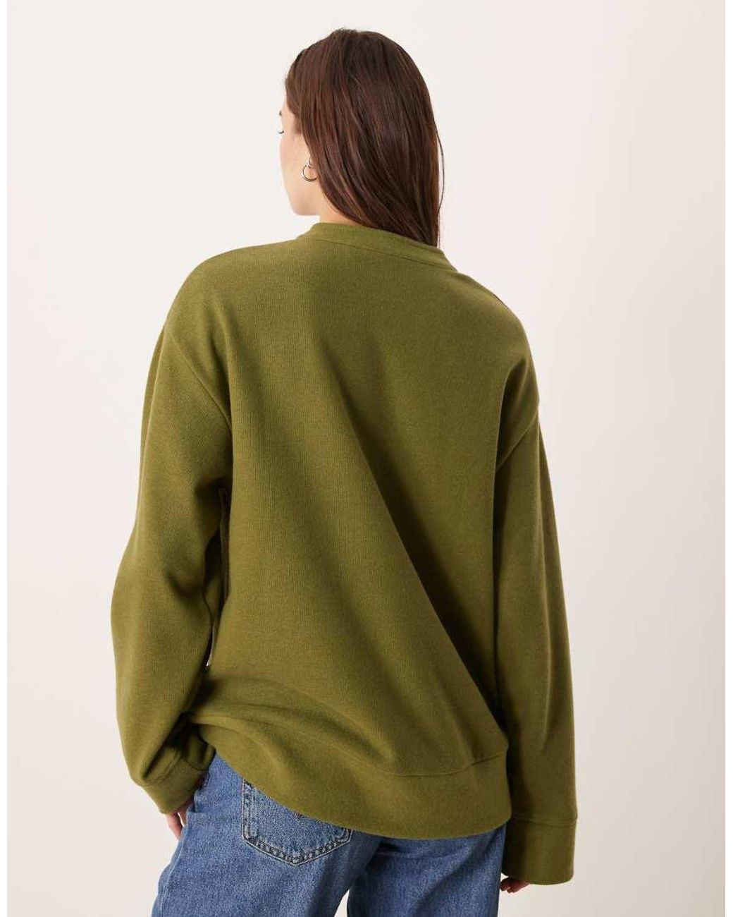 ASOS Green Supersoft Oversized Henley Sweater
