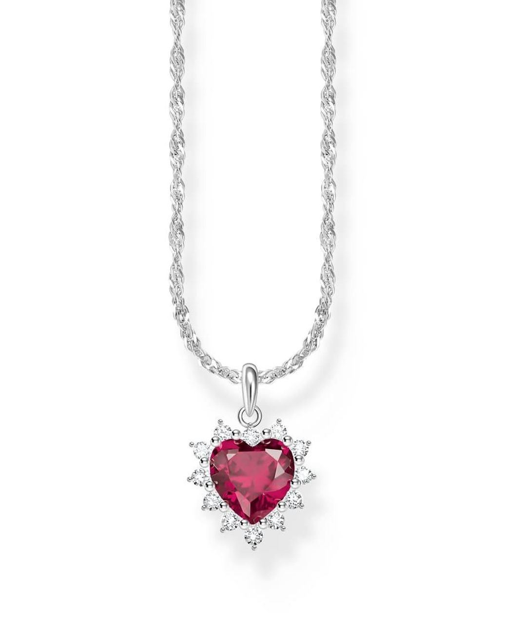 Thomas Sabo White Heart Pendant Rope Chain Necklace