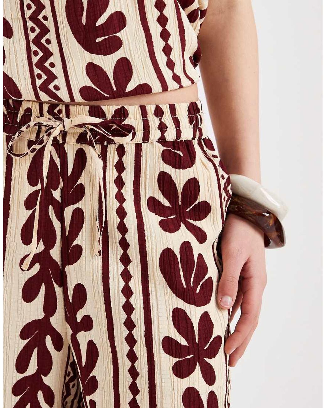 New Look White Co-ord Patterned Trousers