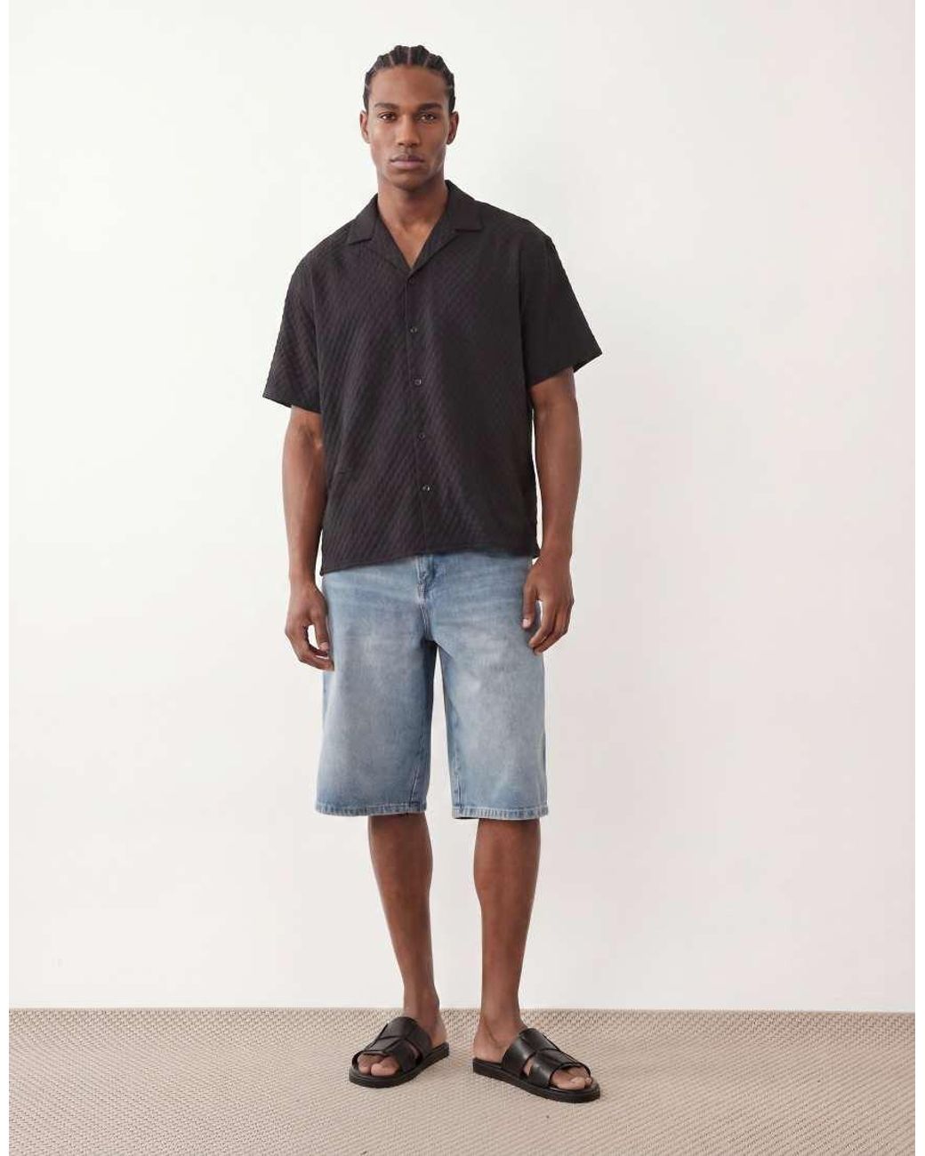 Jack & Jones Black Textured Resort Shirt for men