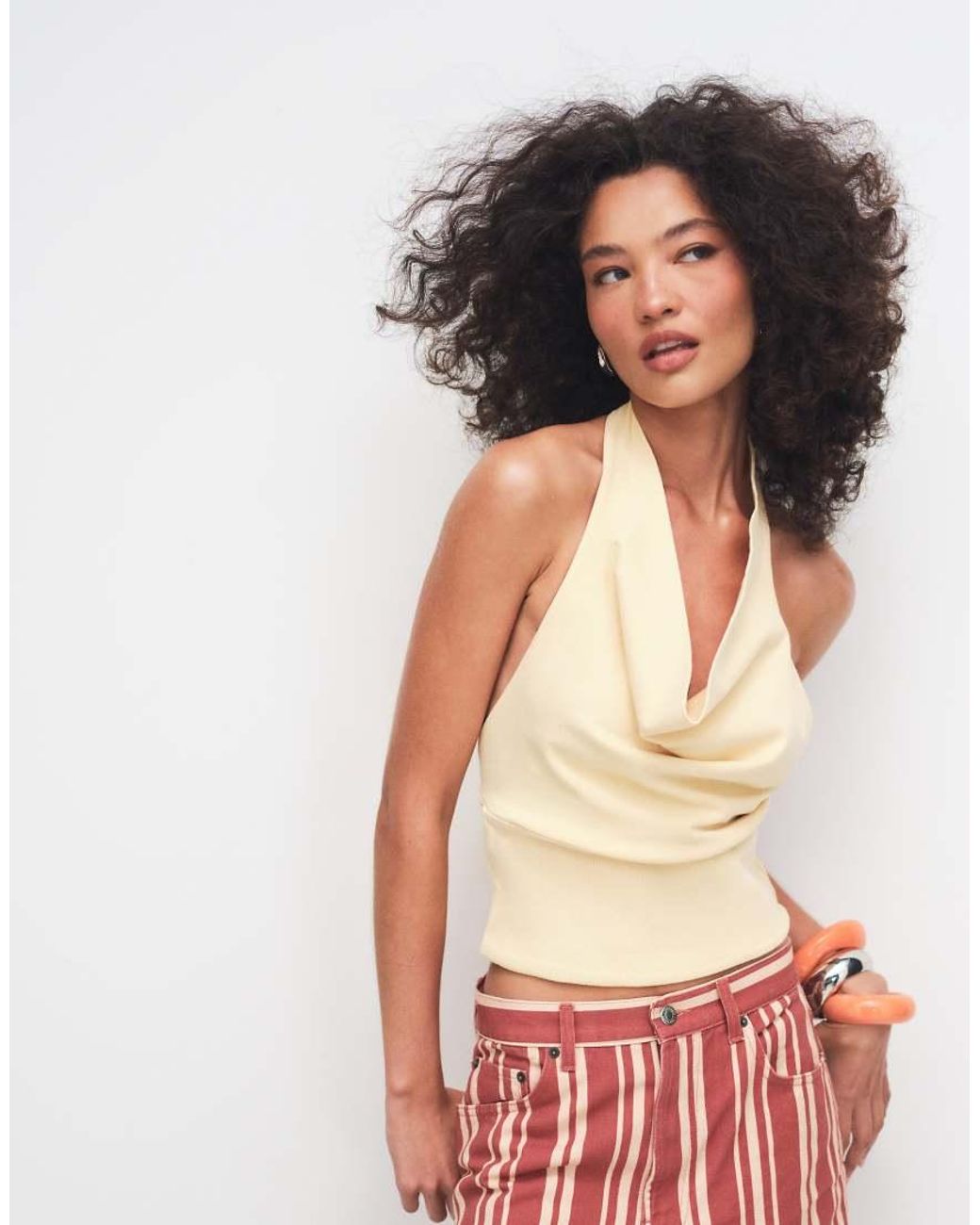 Gina Tricot Yellow Soft Halterneck Top