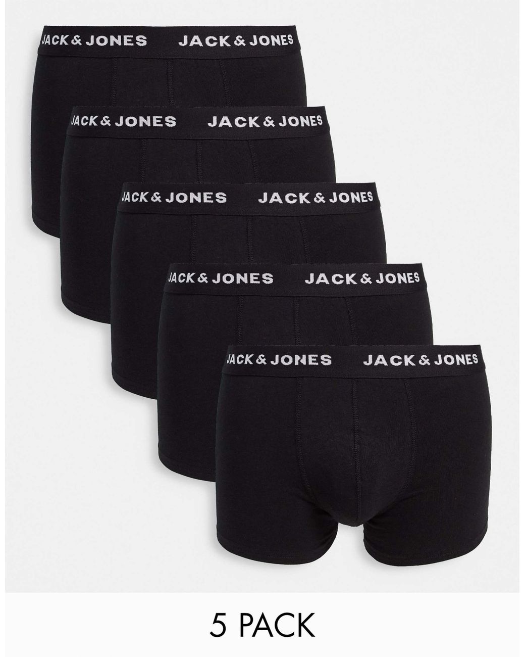 Jack & Jones Black 5 Pack Trunks for men