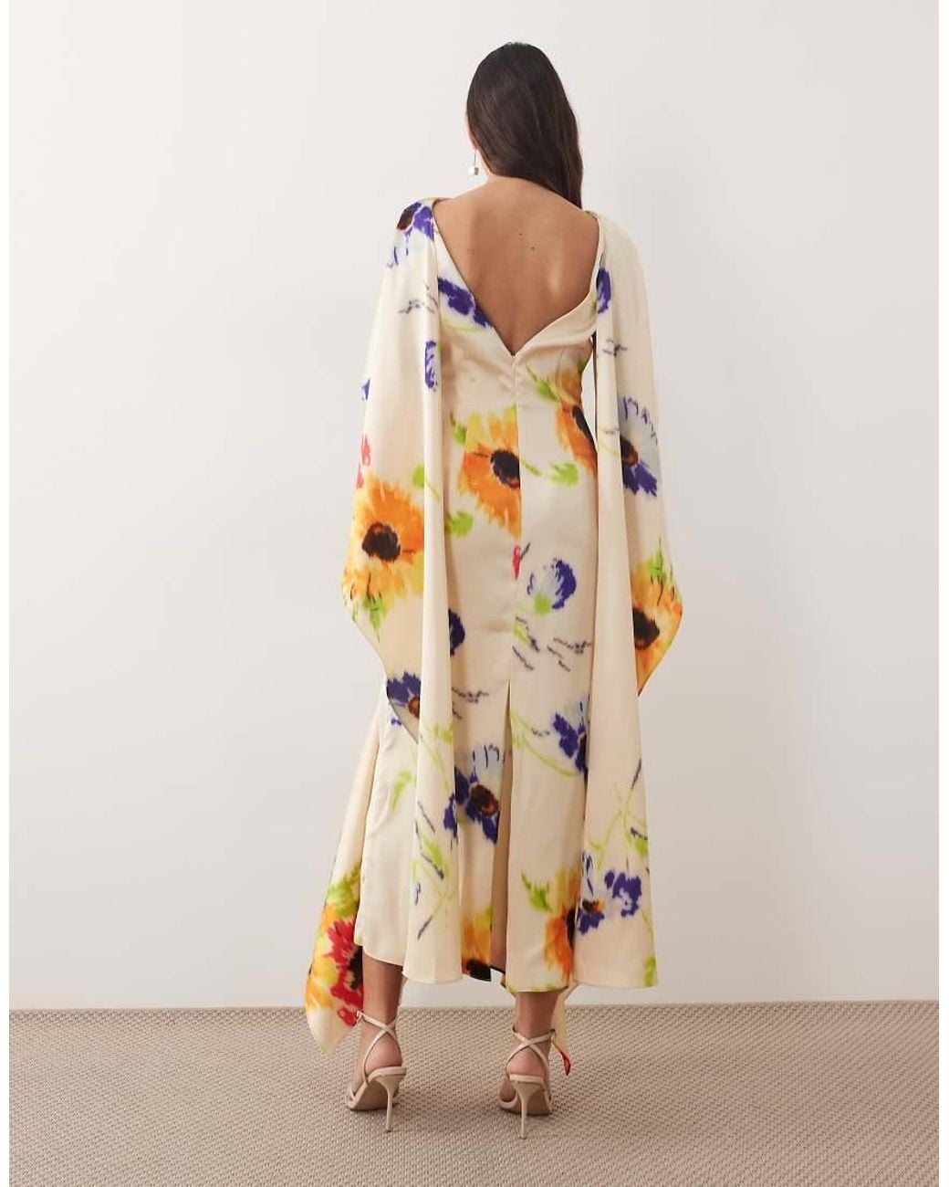 ARRANGE Natural Scarf Neck Maxi Dress With Square Cut Hem