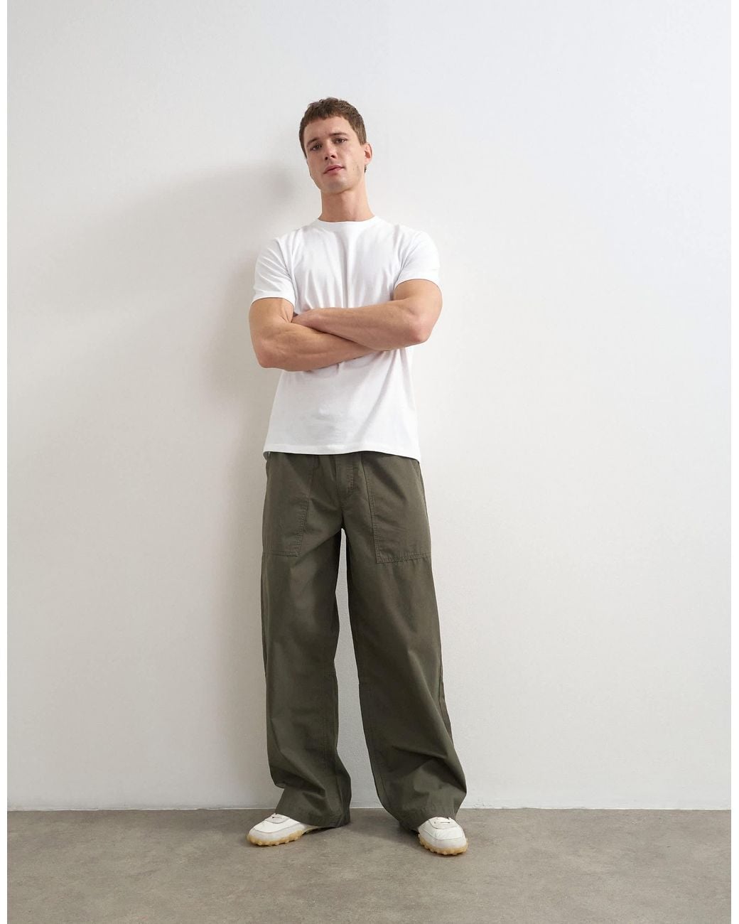 Shorten Ripstop Pants TOPMAN Baggy Fit Ripstop Trouser in Gray for Men | Lyst