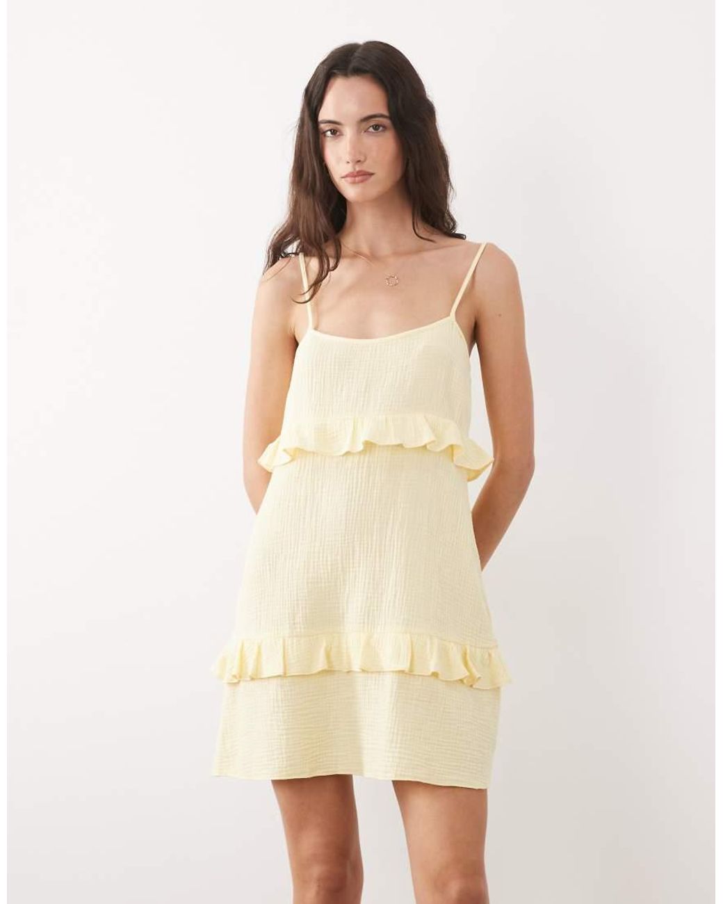 New Look Natural Tiered Mini Sundress