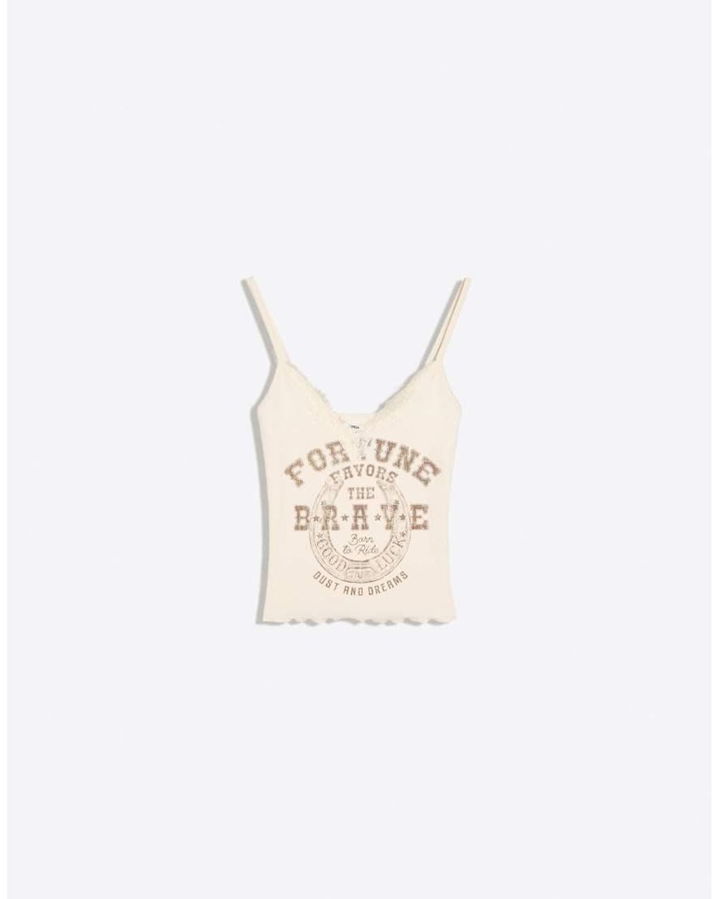 Bershka Gray Printed Lace Camisole