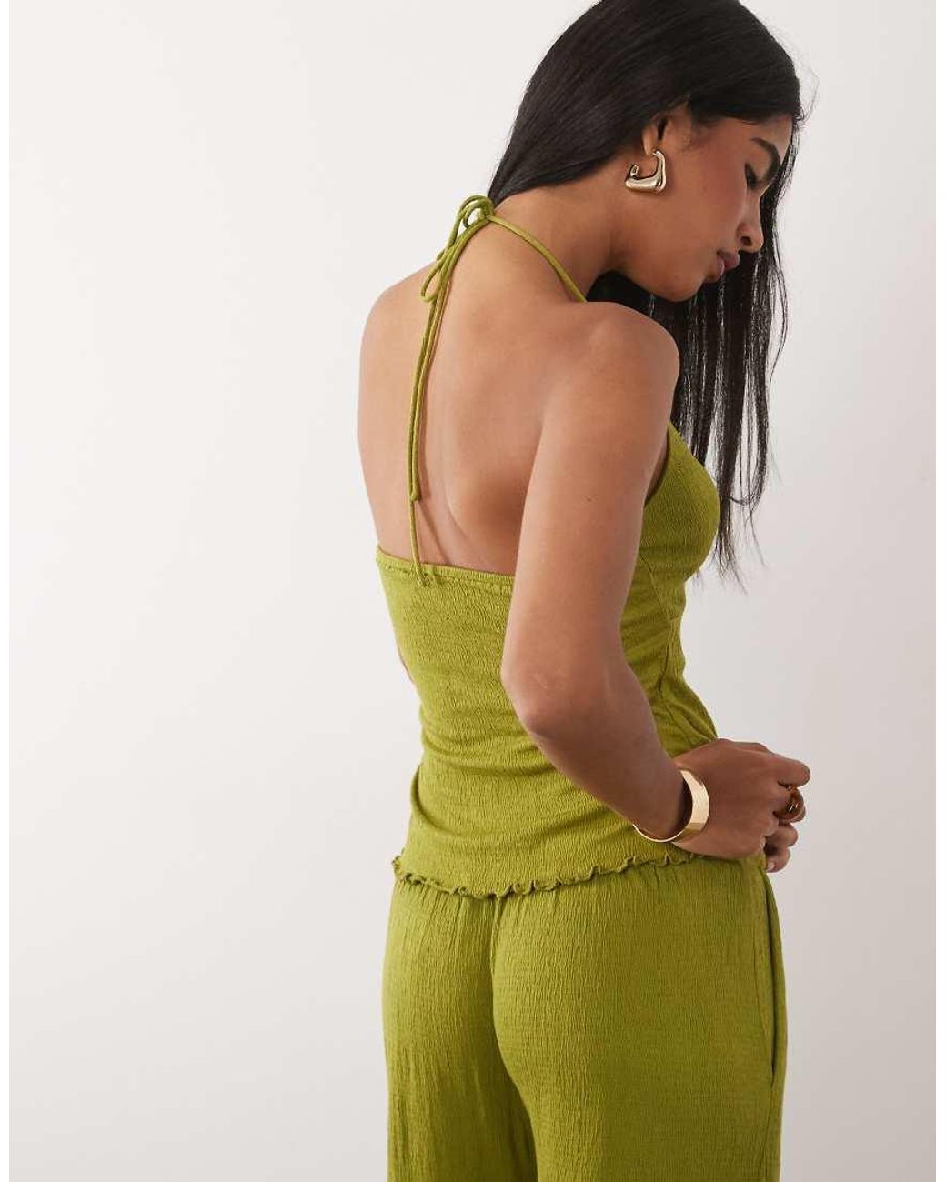 ASOS Green Co-ord Crinkle Cami Top