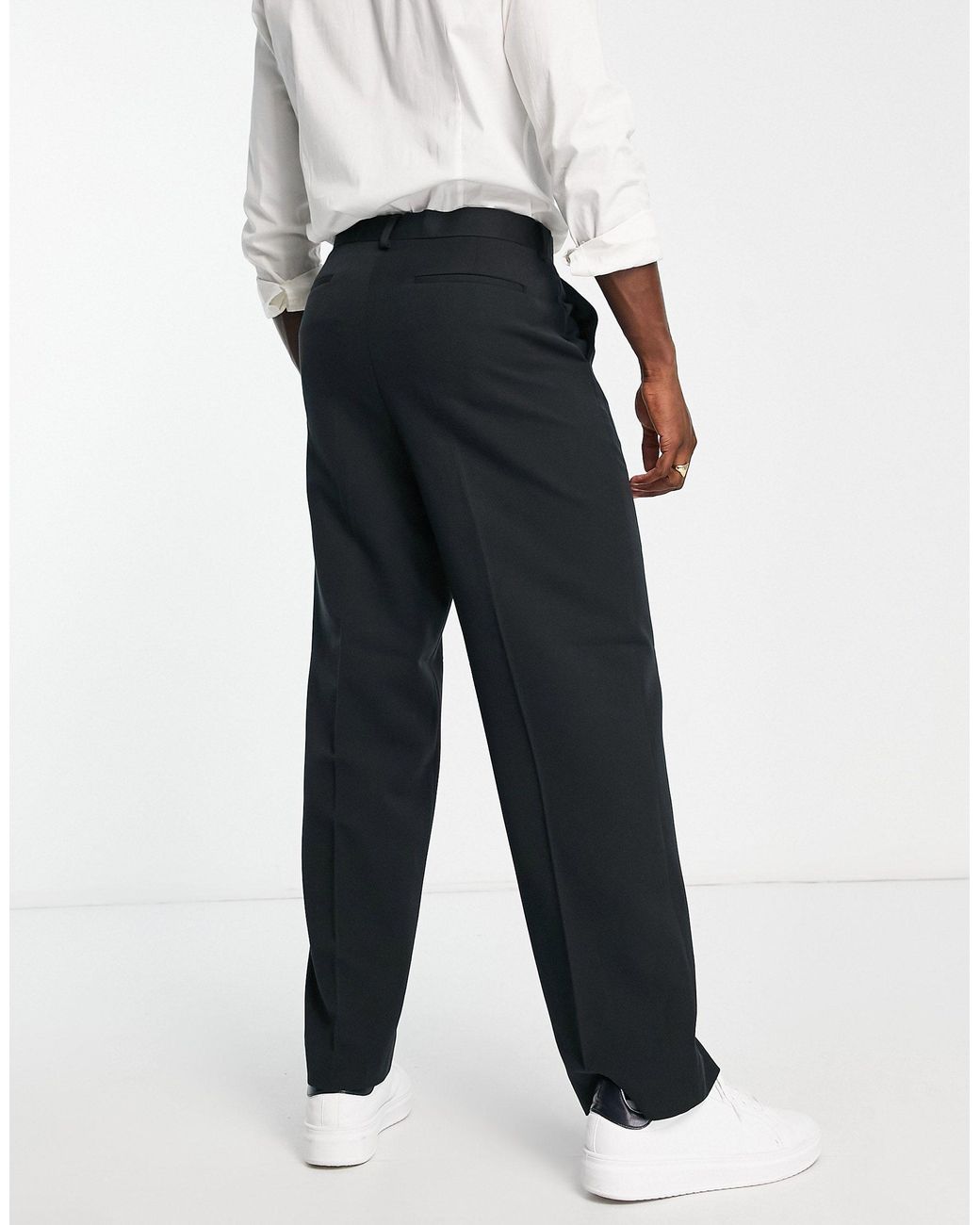 ASOS Wide Leg Smart Trousers in Black for Men | Lyst UK