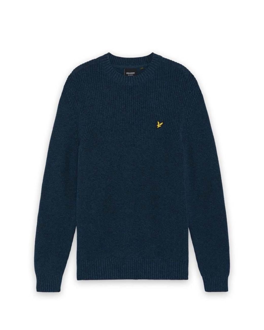 Lyle & Scott Blue Mid Knits Static Marl Crew Neck Jumper for men