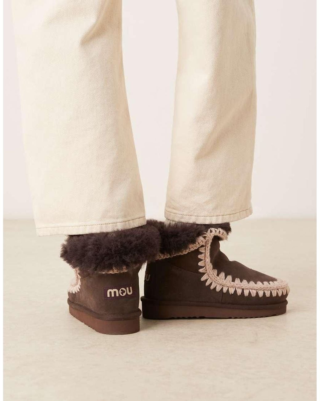 Mou Natural 18 Shearling Lined Suede Boots