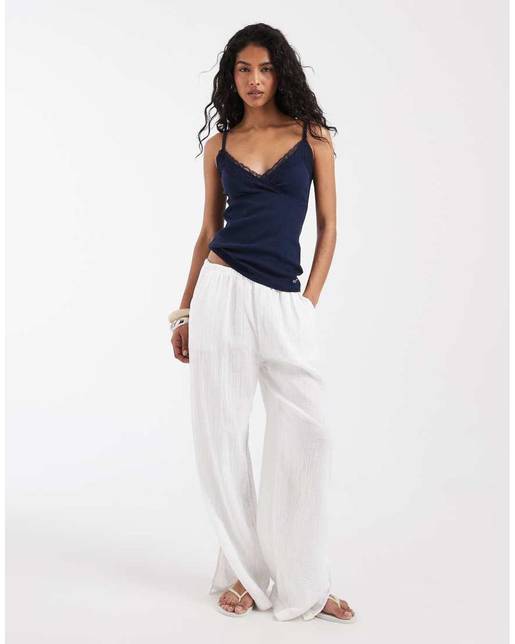 Hollister Blue Wrap Front Lace Cami