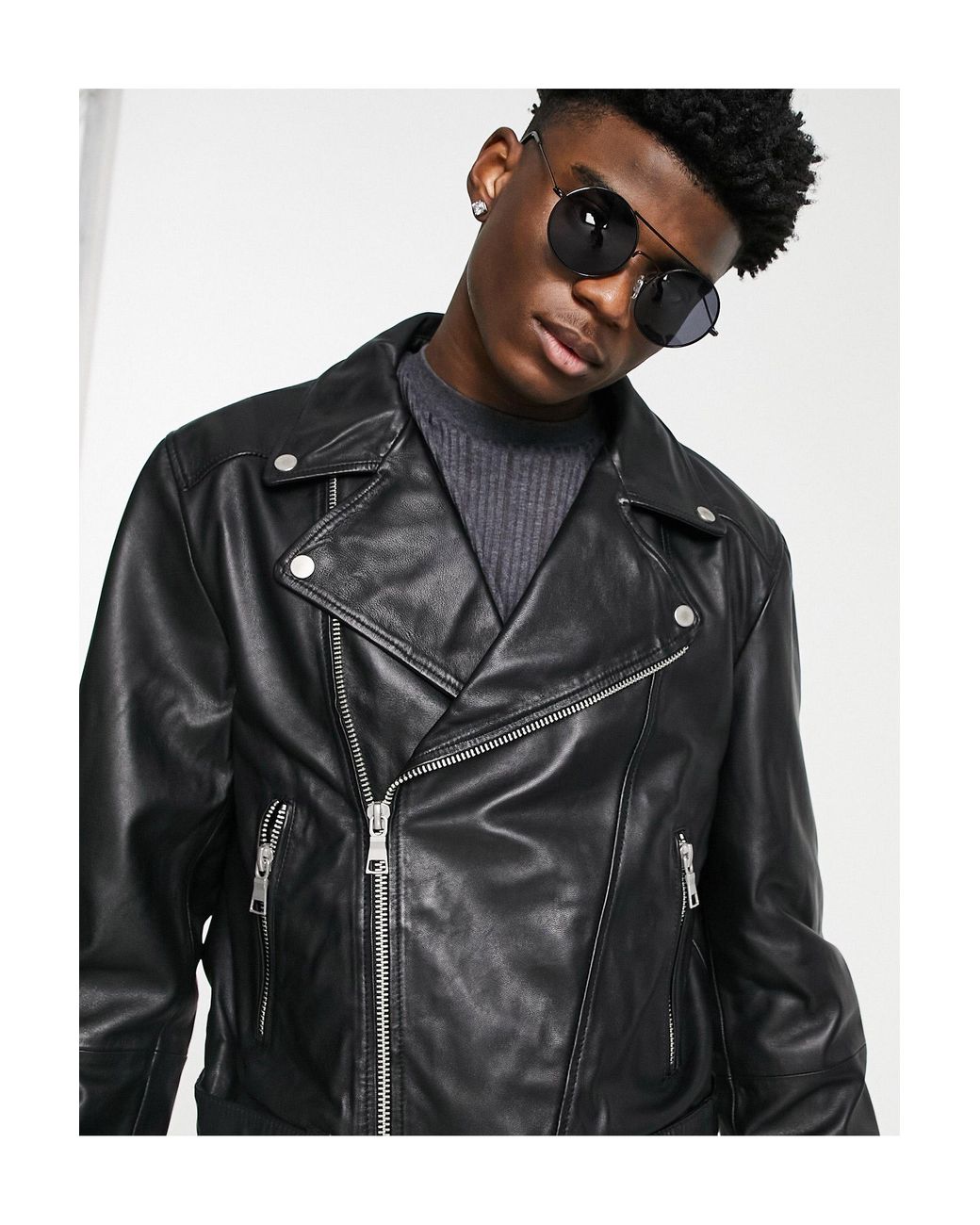 cropped leather moto jacket