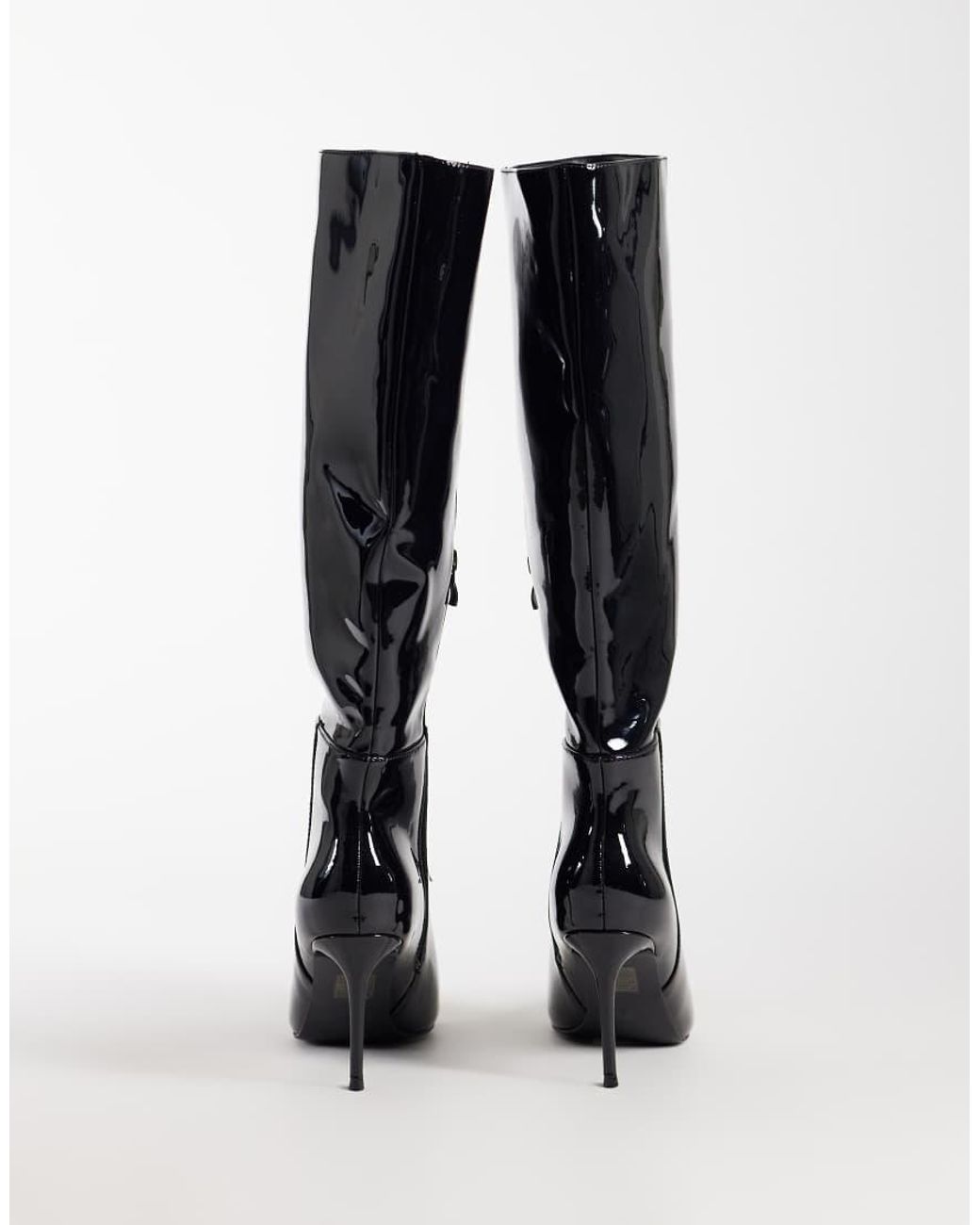 Public Desire Black Venezuela Stiletto Heel Knee Boots