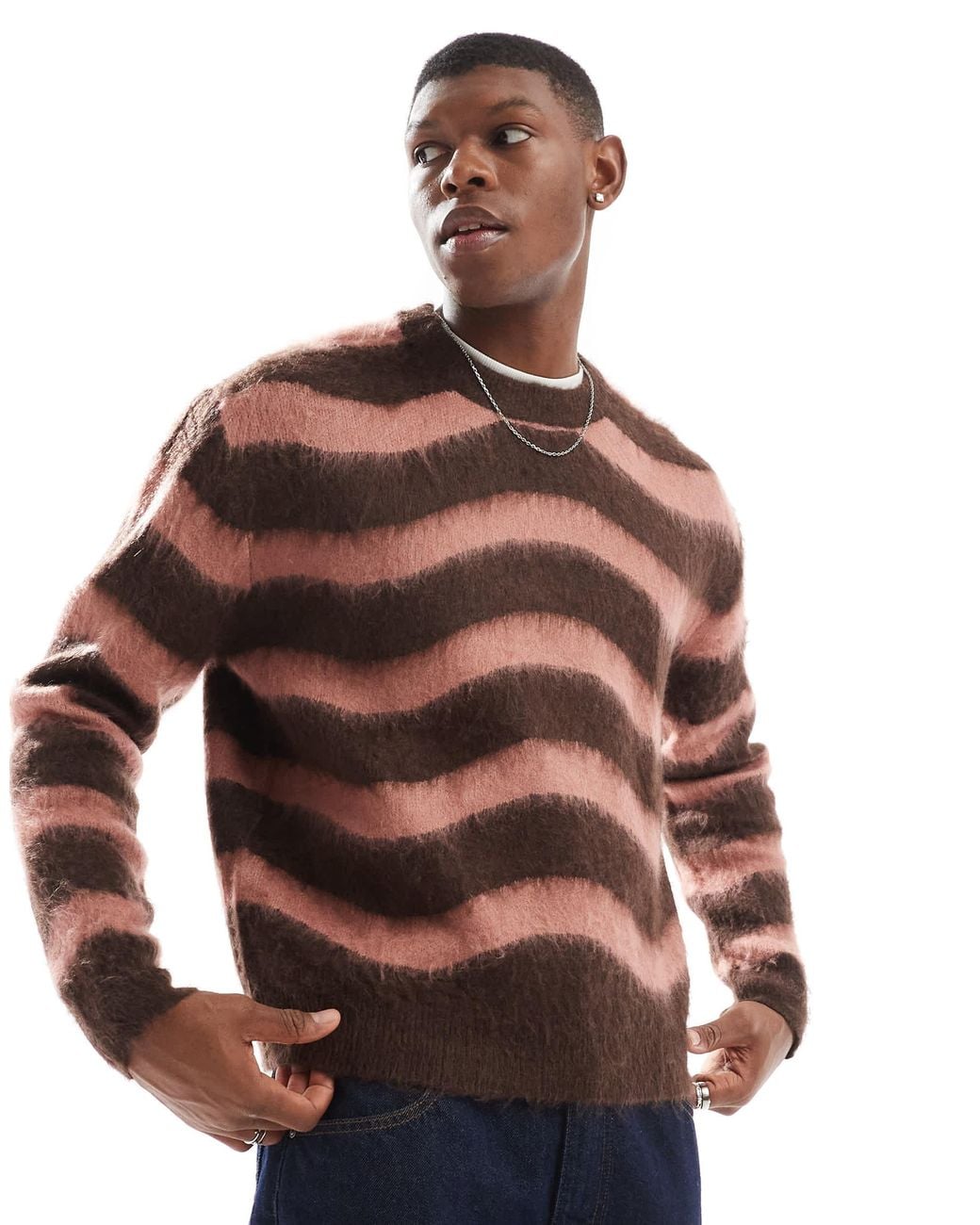 Pull Homme Bershka Marron En Coton Léger - Taille XL, Neuf Avec étiquette