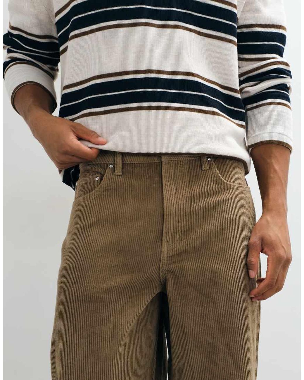 ASOS Brown Baggy Corduroy Trousers for men